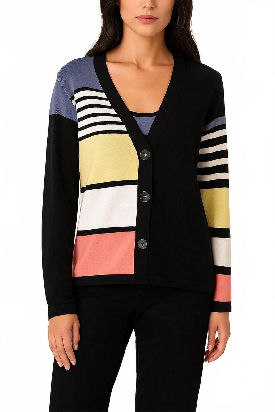 NEW ANGEL stripe cardigan in black multi
